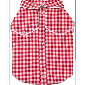 Red Gingham Western Collared Shirt for Dog Pets - XS